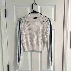 Carbon38 Open Knit Blue Stripe Sweater size M